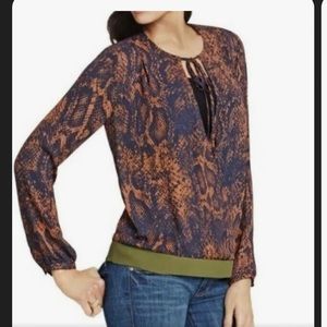 Cabi Border Wrap Snake Print Blouse #101